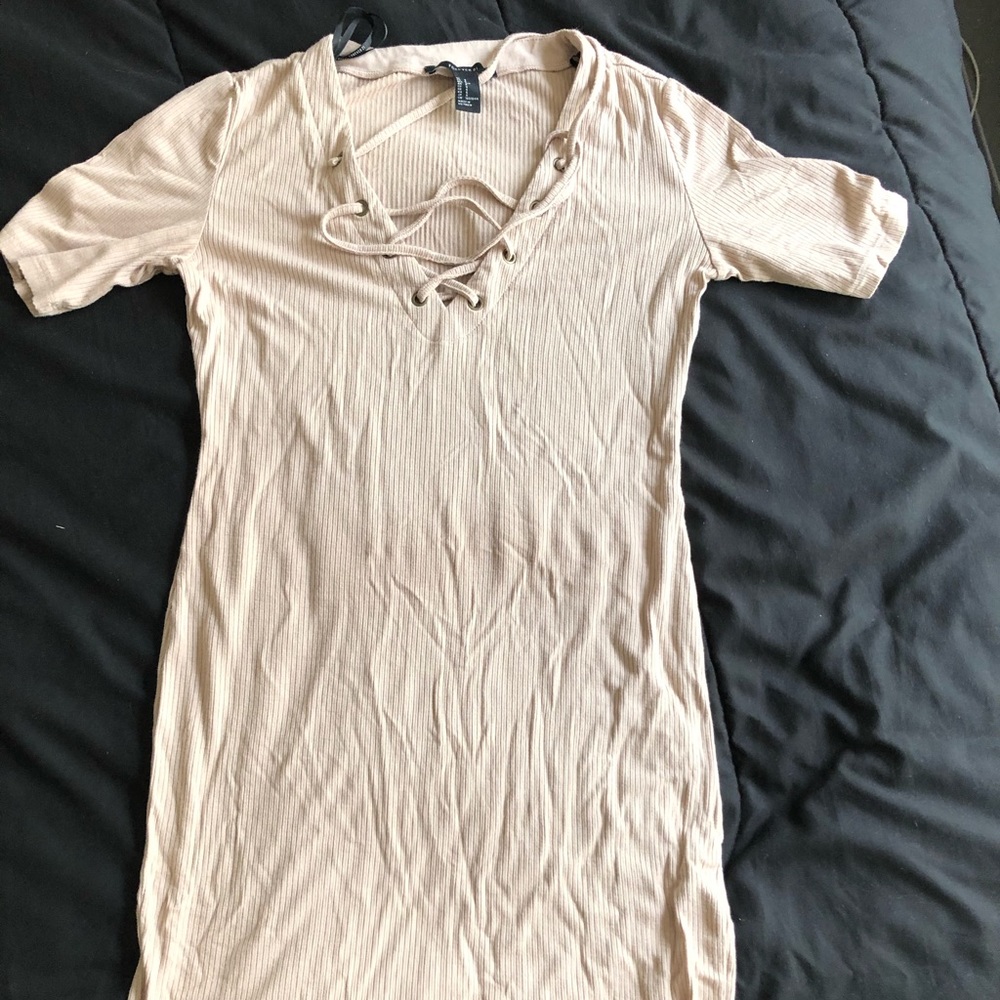 Tan laceup bodycon dress